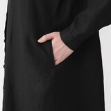 婦人　リネン　洗いざらし　長袖シャツワンピース