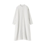 婦人　リネン　洗いざらし　長袖シャツワンピース