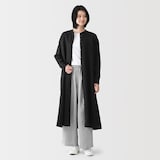 婦人　リネン　洗いざらし　長袖シャツワンピース