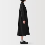 婦人　リネン　洗いざらし　長袖シャツワンピース