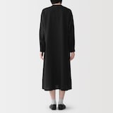 婦人　リネン　洗いざらし　長袖シャツワンピース