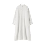 婦人　リネン　洗いざらし　長袖シャツワンピース