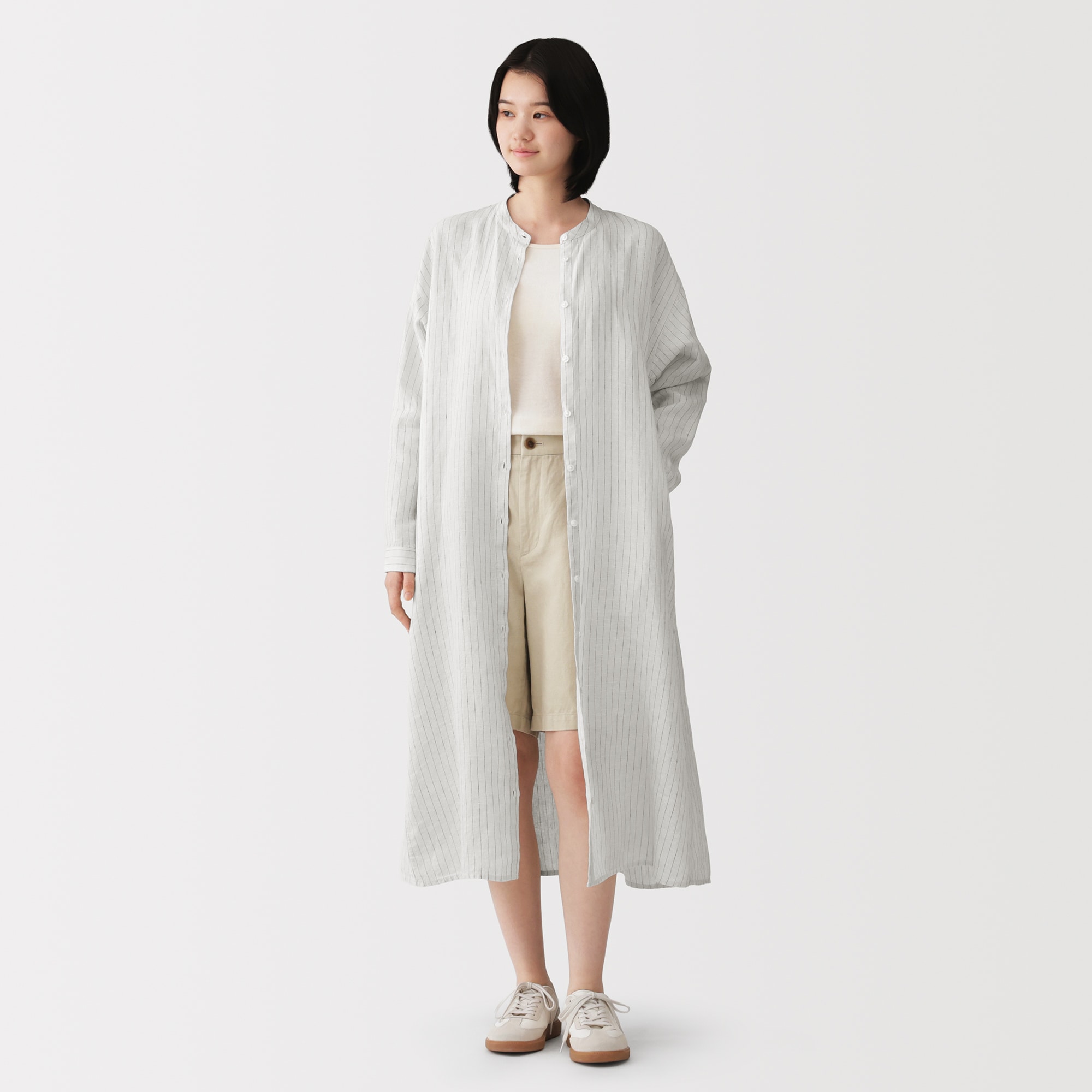 婦人 リネン 洗いざらし 長袖シャツワンピース | 無印良品