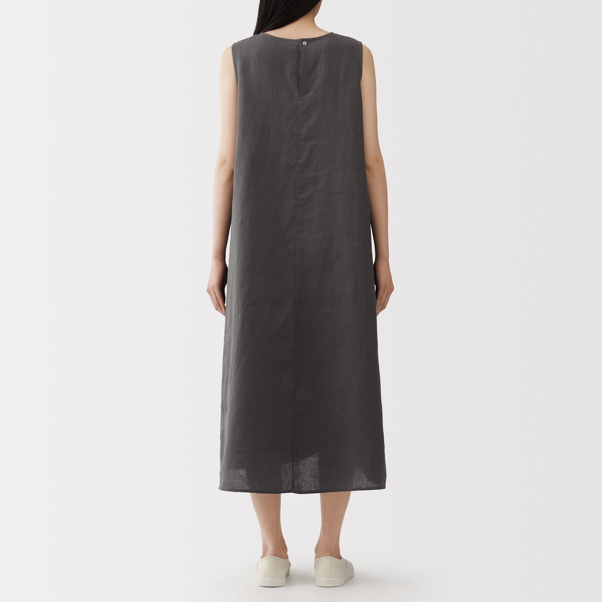 婦人　リネン　洗いざらし　スリーブレスワンピース