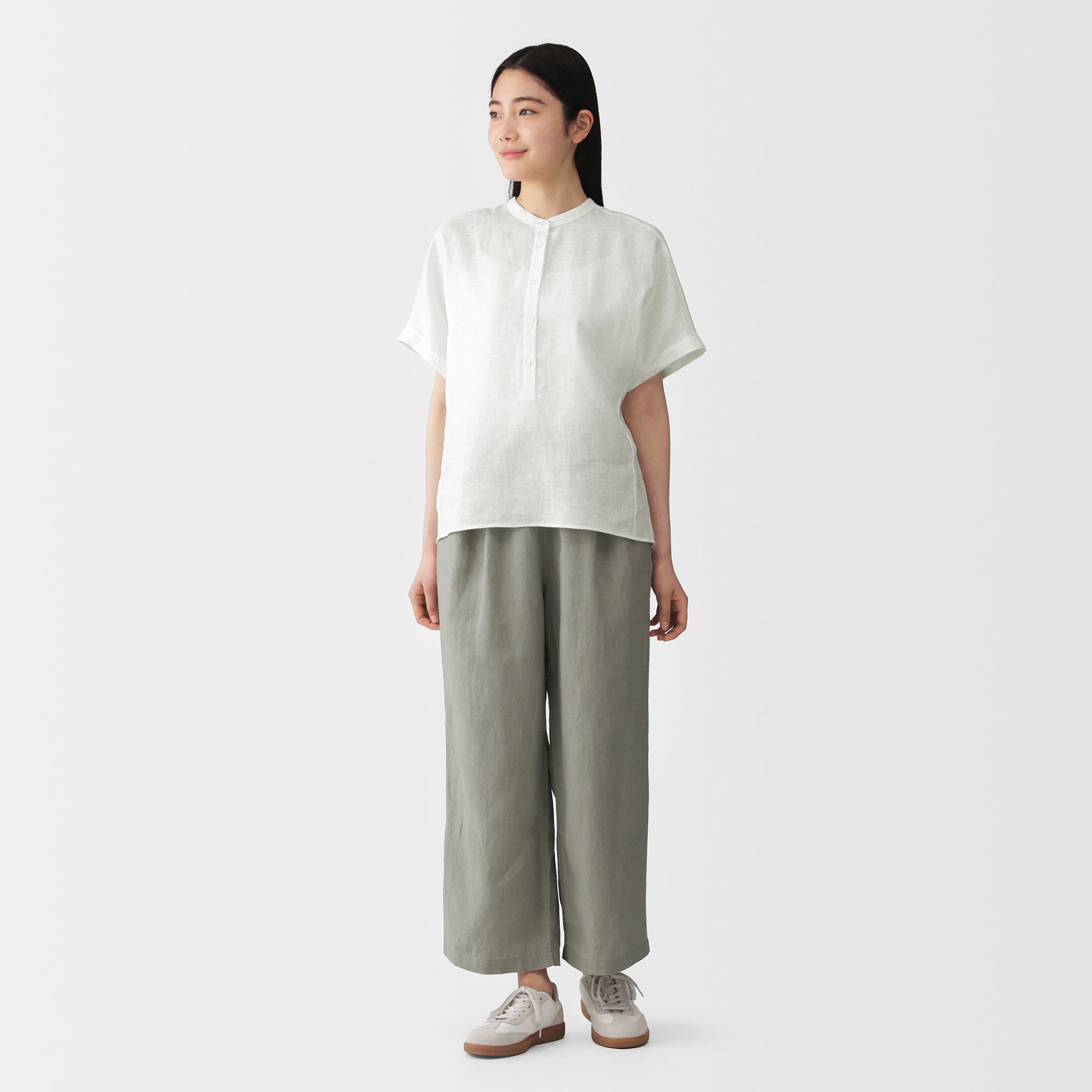 婦人 リネン 洗いざらし 半袖ブラウス | 無印良品