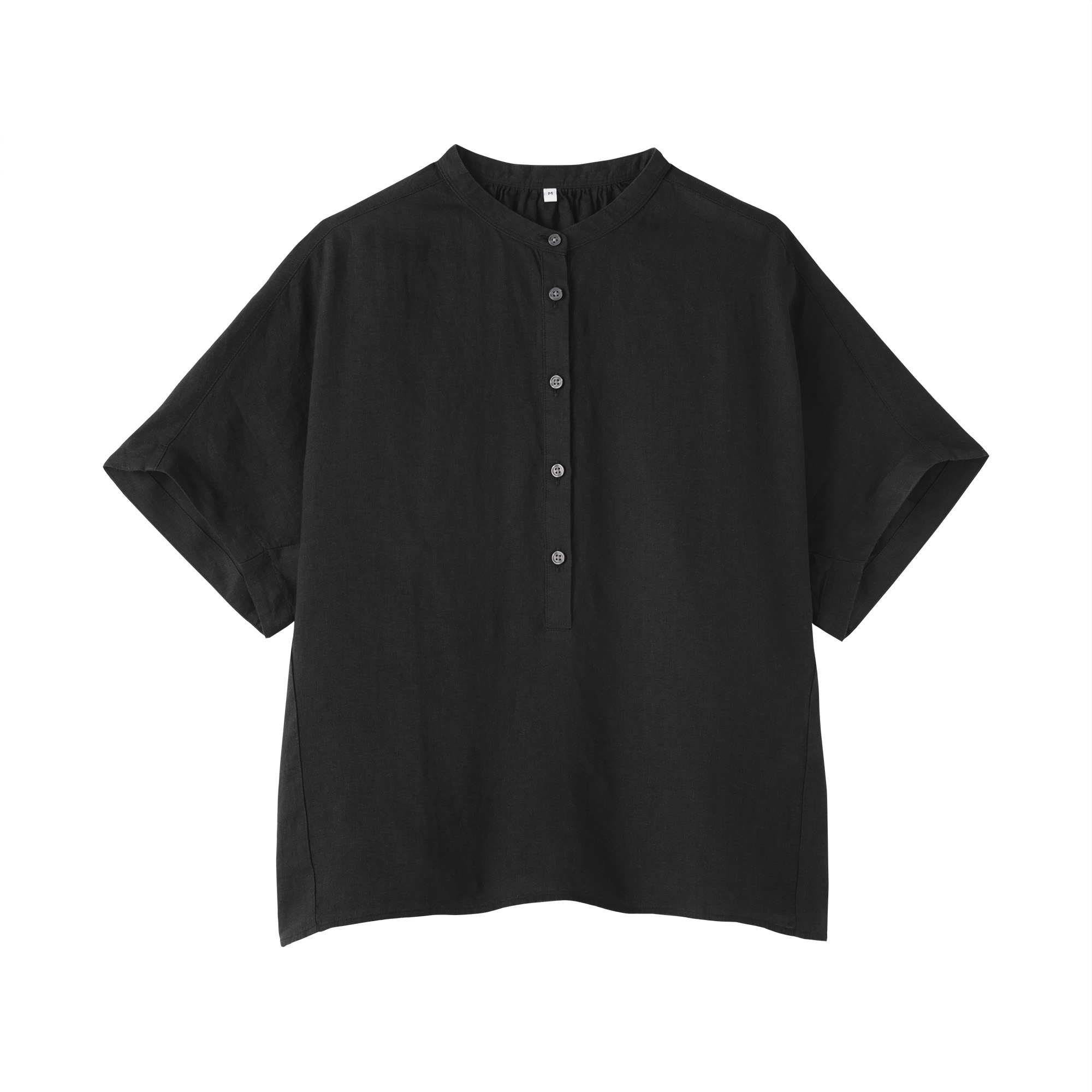 婦人　リネン　洗いざらし　半袖ブラウス