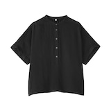 婦人　リネン　洗いざらし　半袖ブラウス