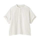 婦人　リネン　洗いざらし　半袖ブラウス