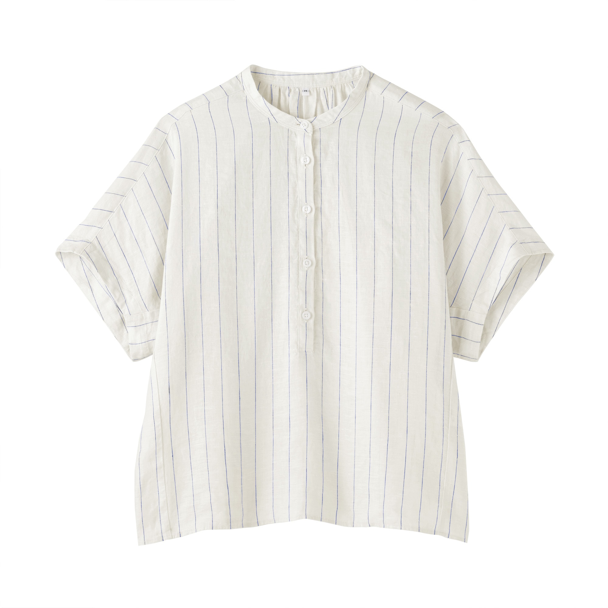 婦人　リネン　洗いざらし　半袖ブラウス