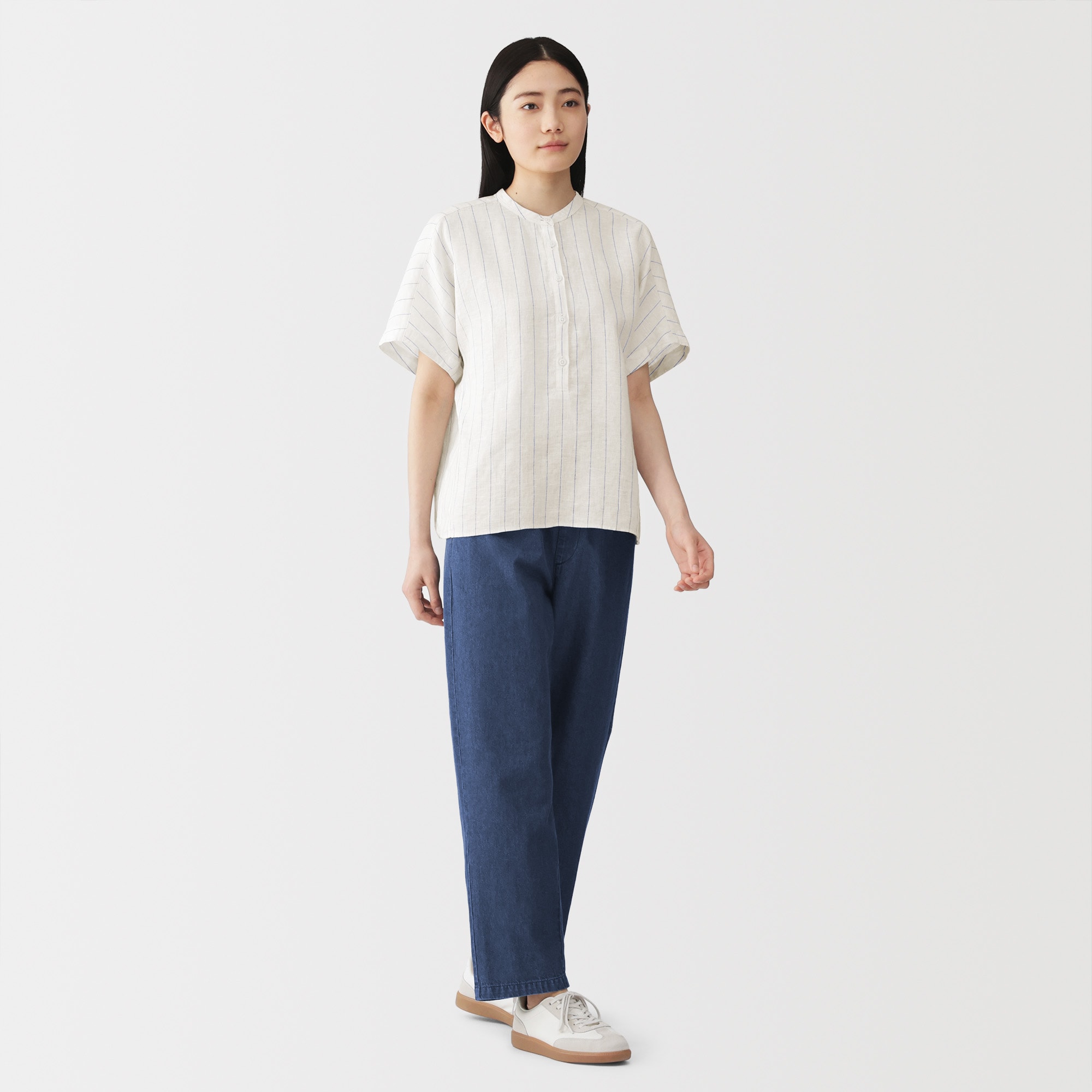 婦人 リネン 洗いざらし 半袖ブラウス | 無印良品