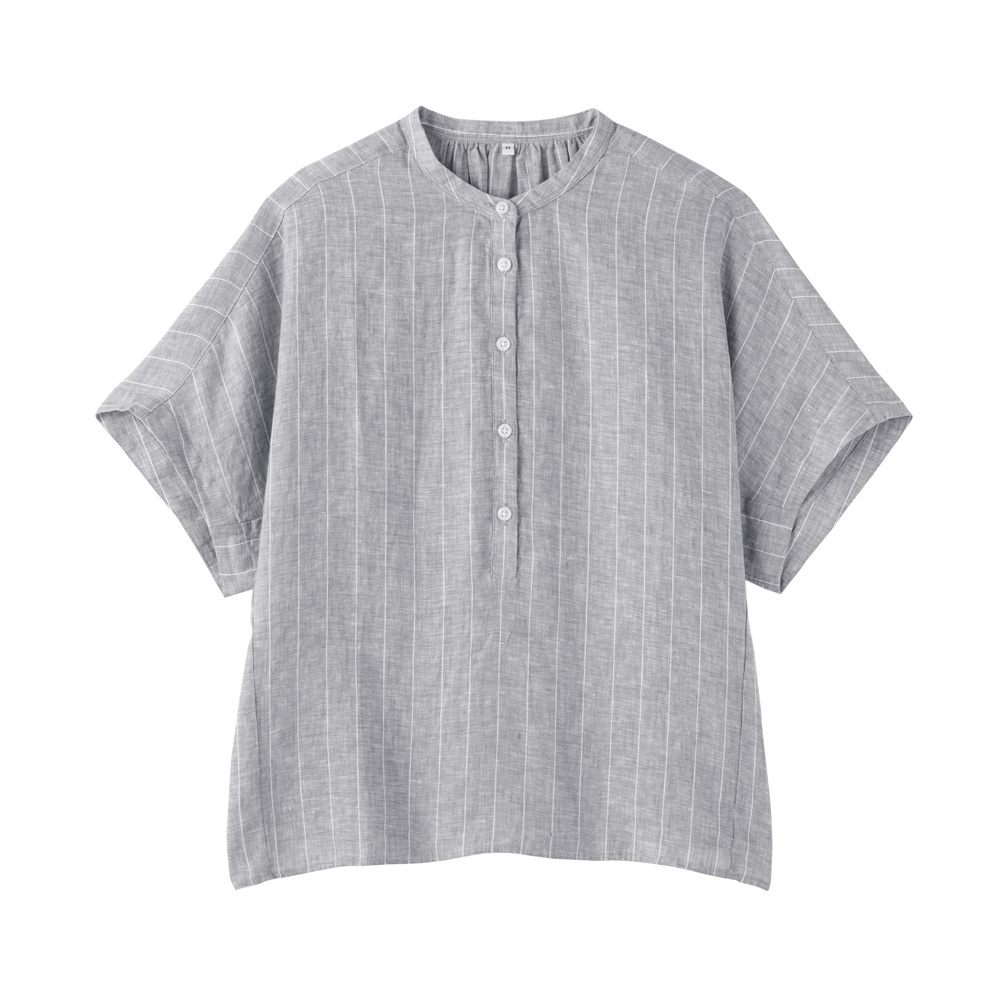 婦人　リネン　洗いざらし　半袖ブラウス