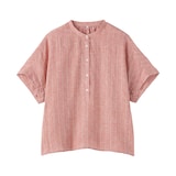 婦人　リネン　洗いざらし　半袖ブラウス