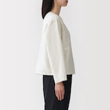 婦人　ヘンプ混　ツイル　九分袖シャツ