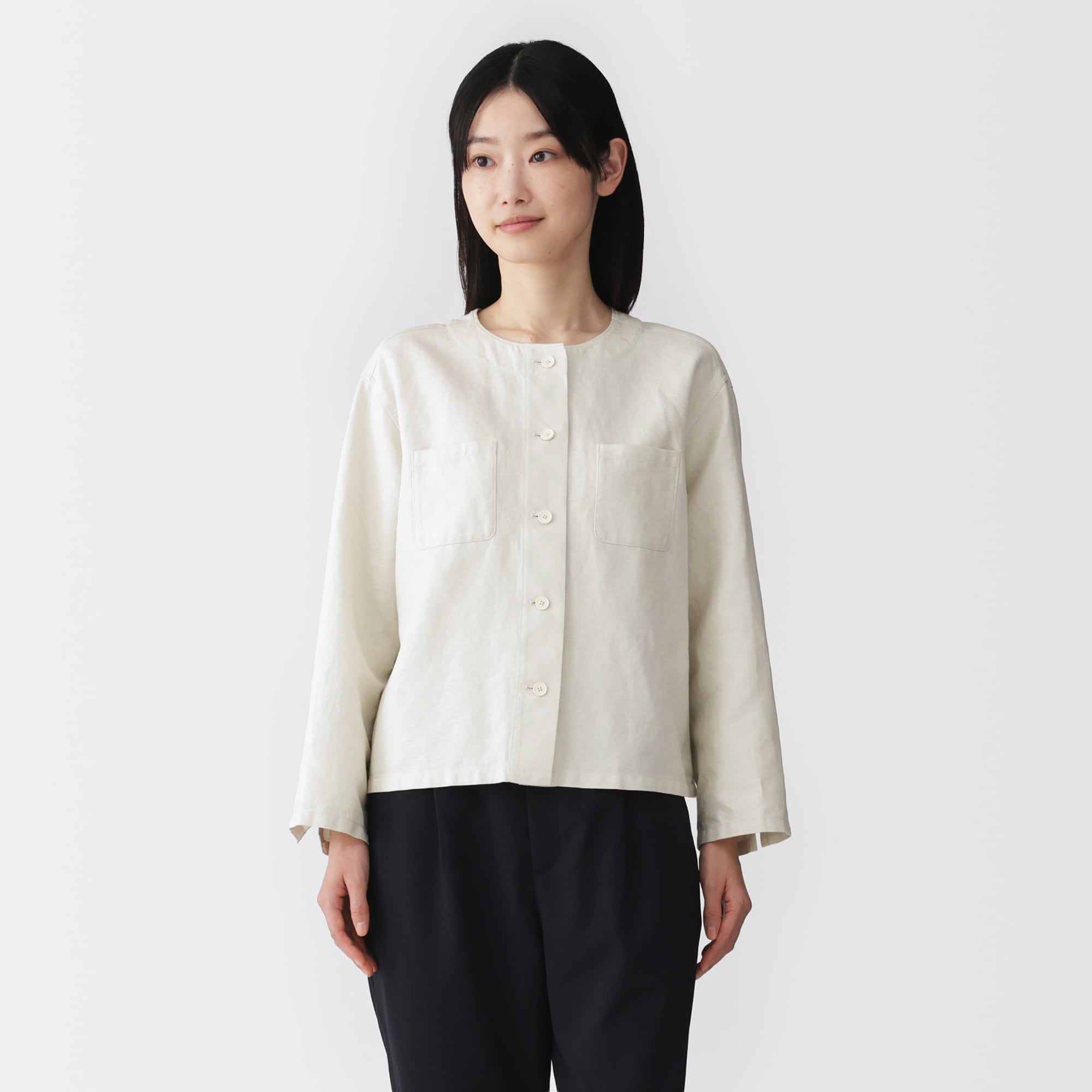 婦人 ヘンプ混 ツイル 九分袖シャツ | 無印良品