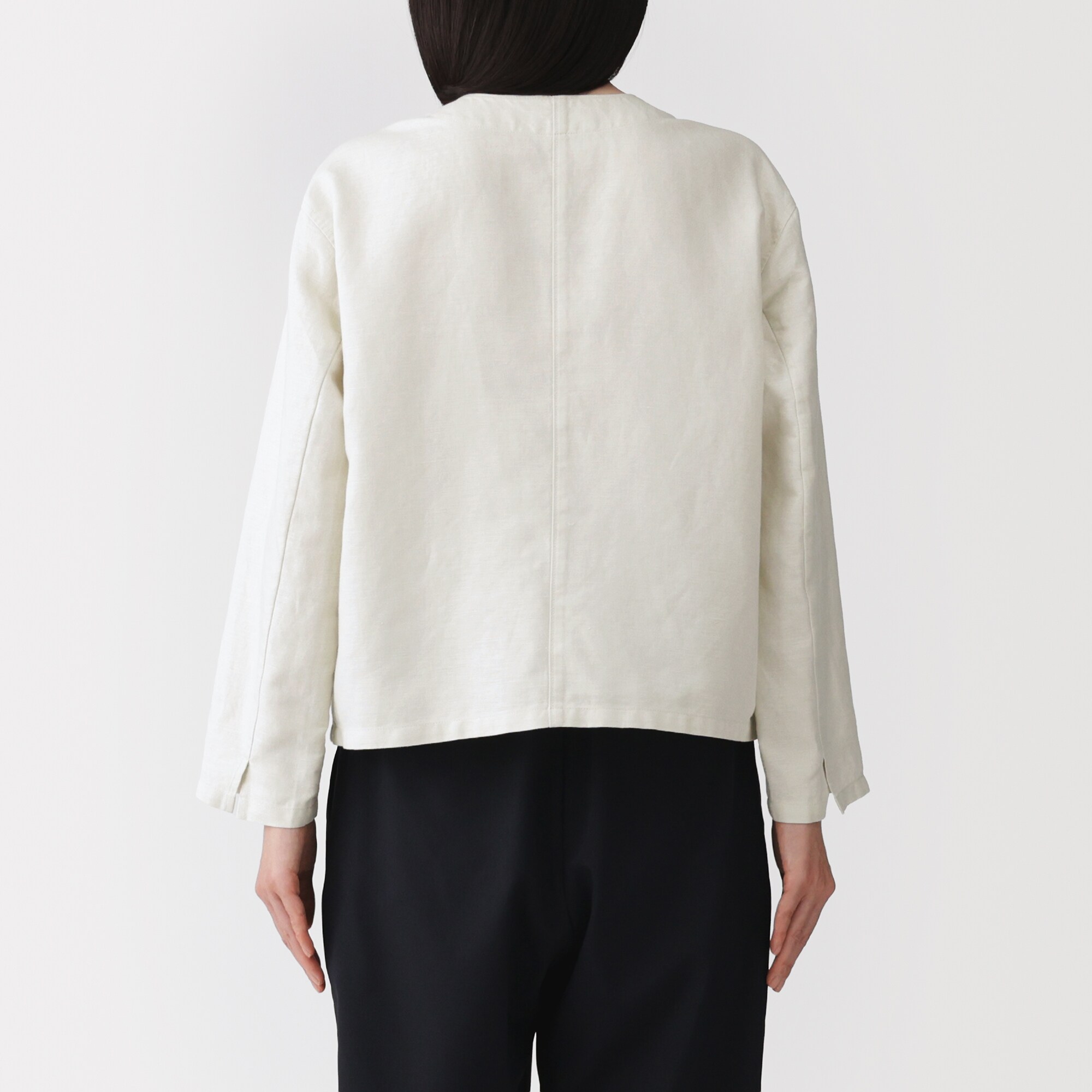 婦人　ヘンプ混　ツイル　九分袖シャツ