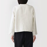 婦人　ヘンプ混　ツイル　九分袖シャツ