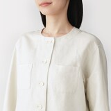 婦人　ヘンプ混　ツイル　九分袖シャツ