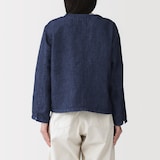 婦人　ヘンプ混　デニム　九分袖シャツ