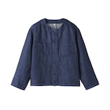 婦人　ヘンプ混　デニム　九分袖シャツ