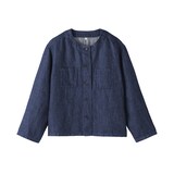 婦人　ヘンプ混　デニム　九分袖シャツ