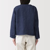 婦人　ヘンプ混　デニム　九分袖シャツ