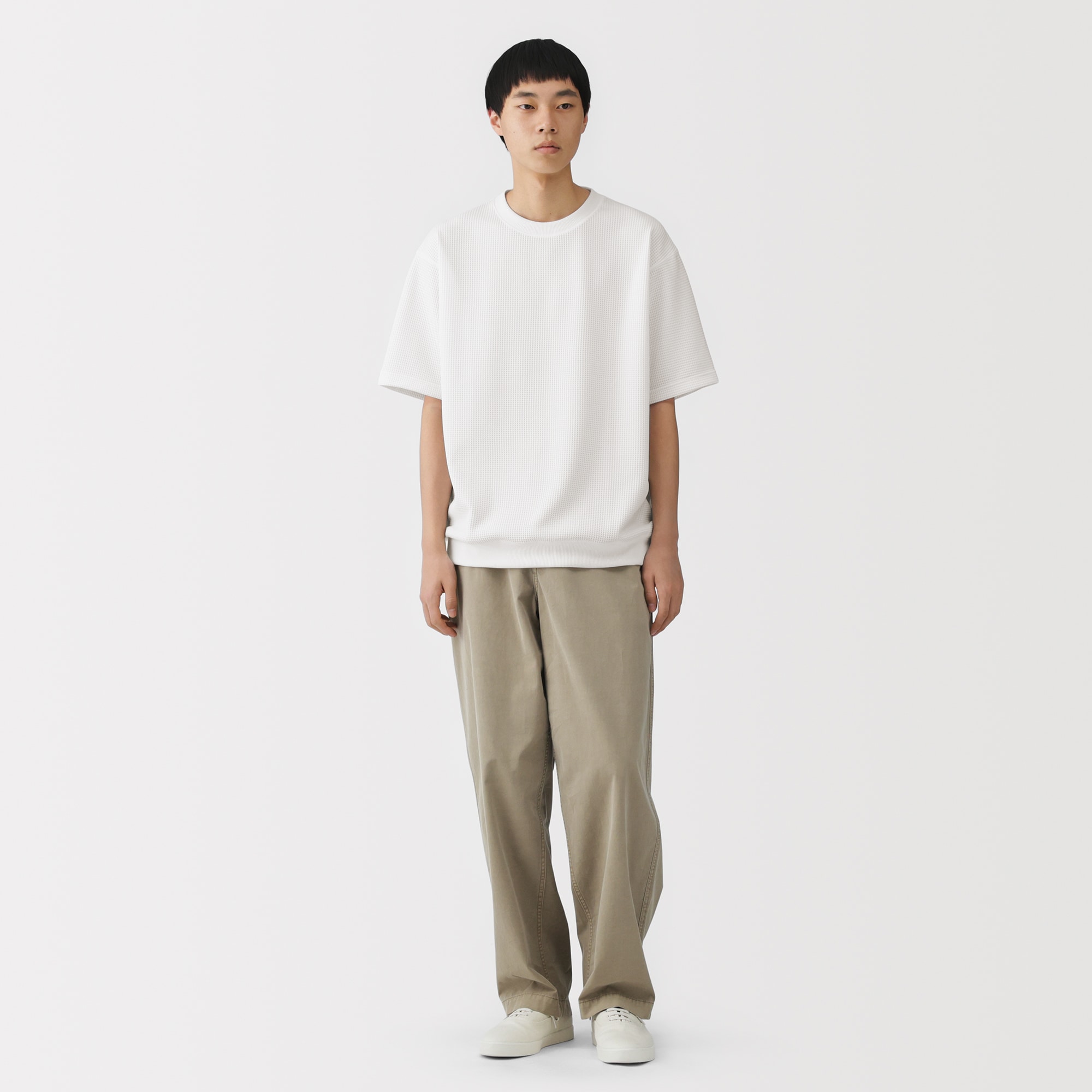 紳士　ＵＶカット乾きやすいワッフルクルーネック半袖Ｔシャツ