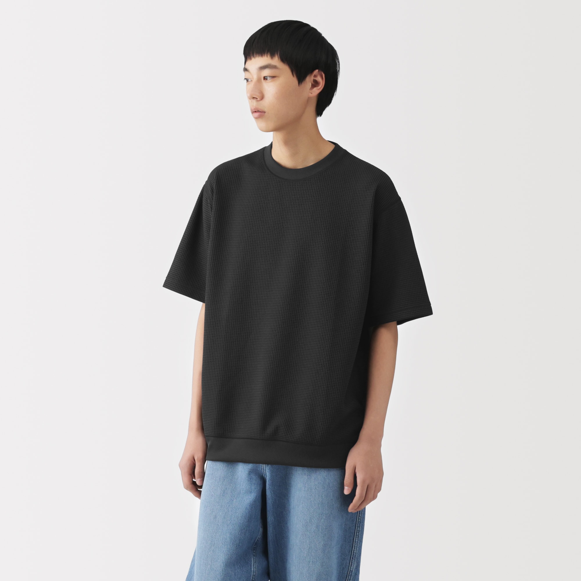 紳士　ＵＶカット乾きやすいワッフルクルーネック半袖Ｔシャツ