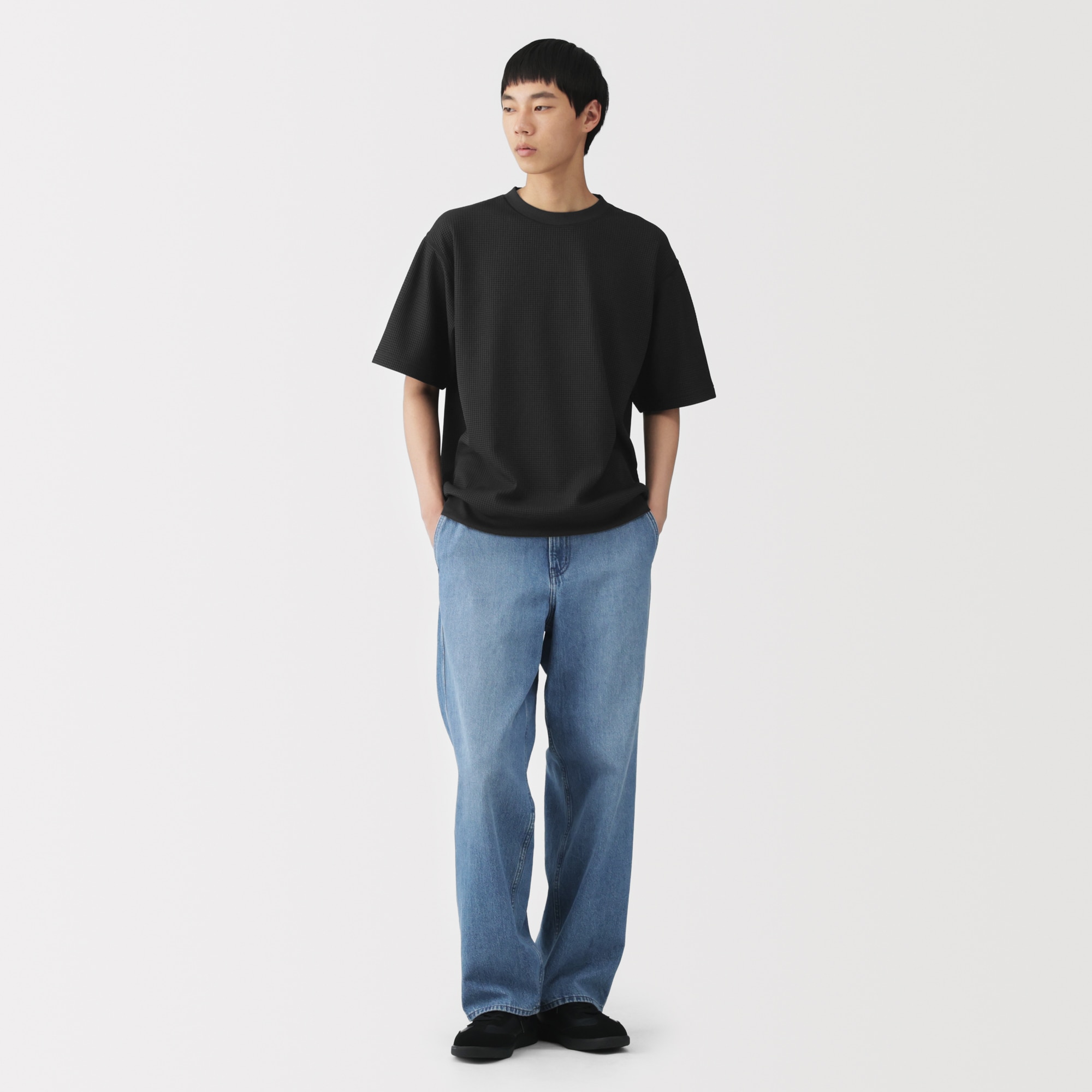 紳士　ＵＶカット乾きやすいワッフルクルーネック半袖Ｔシャツ