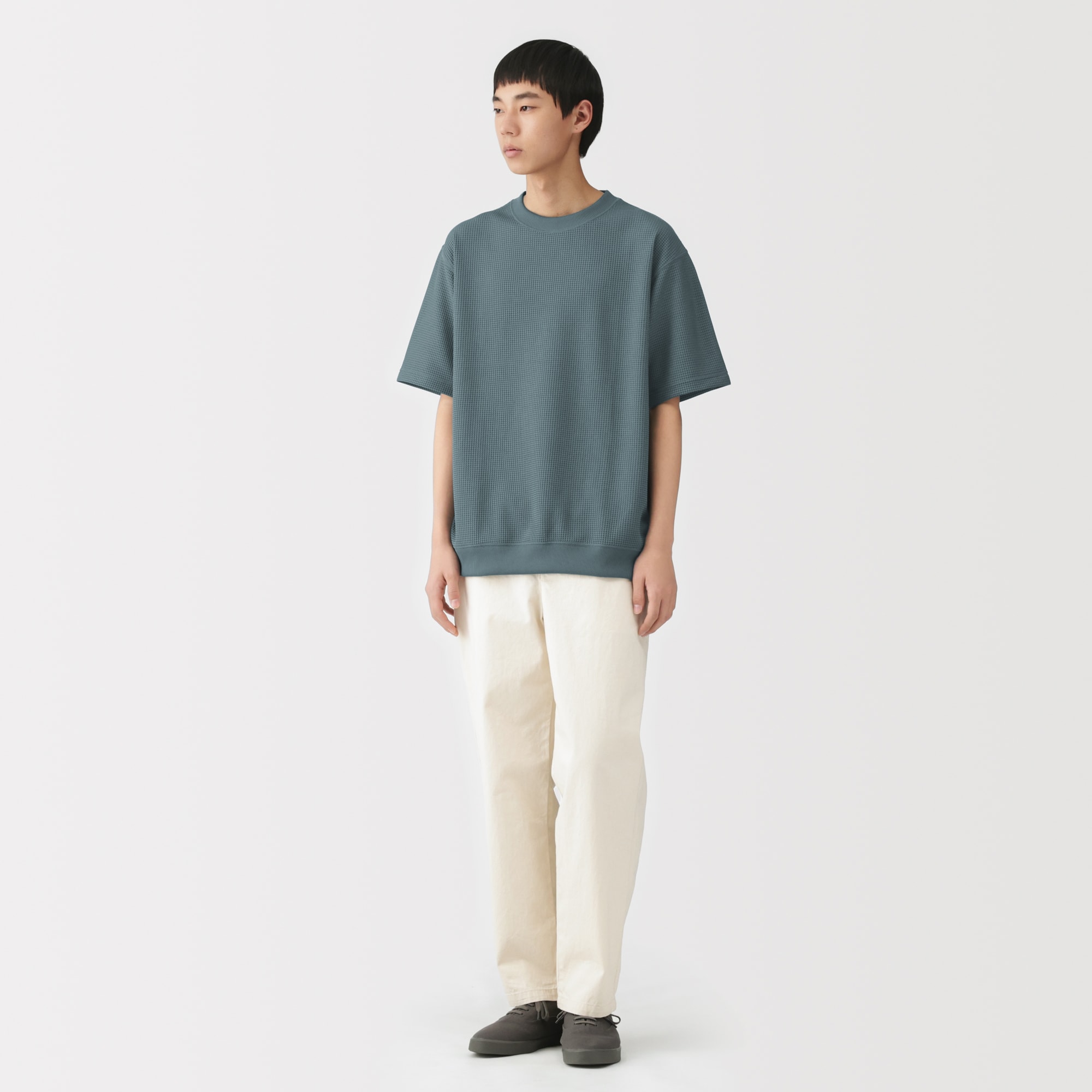 紳士　ＵＶカット乾きやすいワッフルクルーネック半袖Ｔシャツ