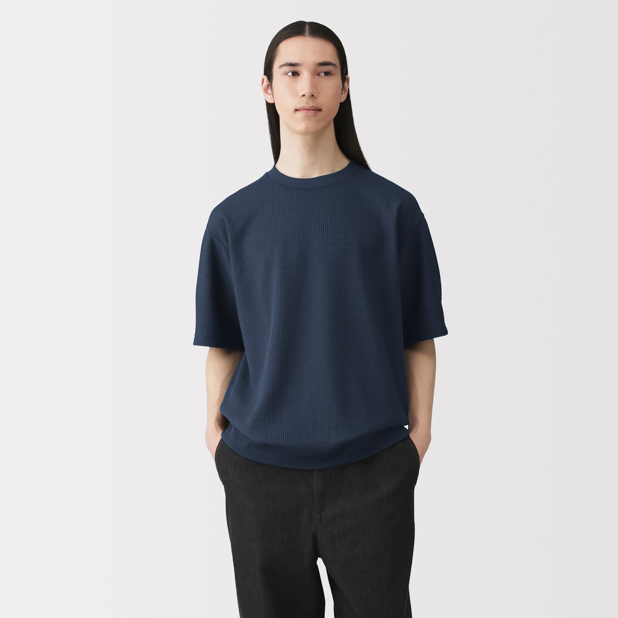 紳士　ＵＶカット乾きやすいワッフルクルーネック半袖Ｔシャツ