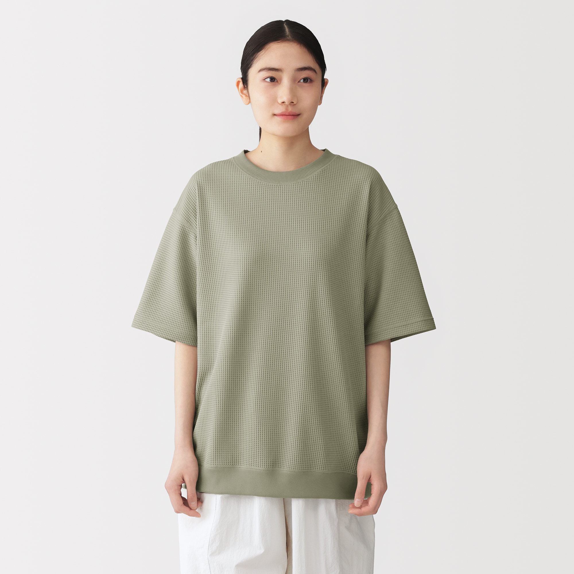 無印良品 紳士 UVカット乾きやすいワッフルクルーネック半袖Tシャツ | 無印良品