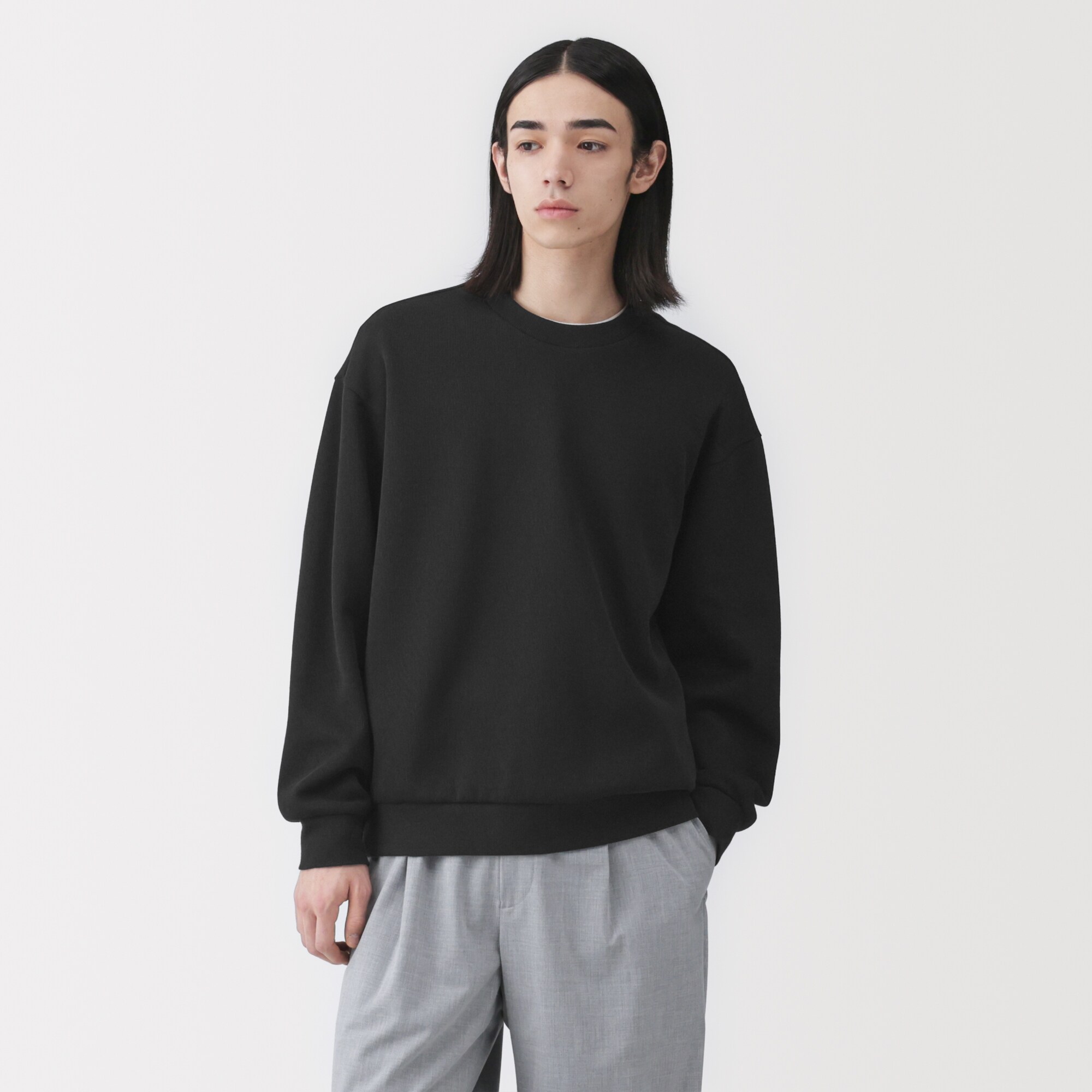 紳士　二重編みクルーネックプルオーバー