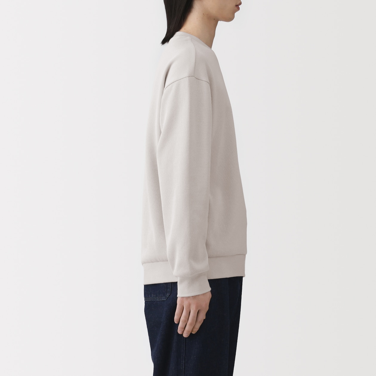 紳士　二重編みクルーネックプルオーバー