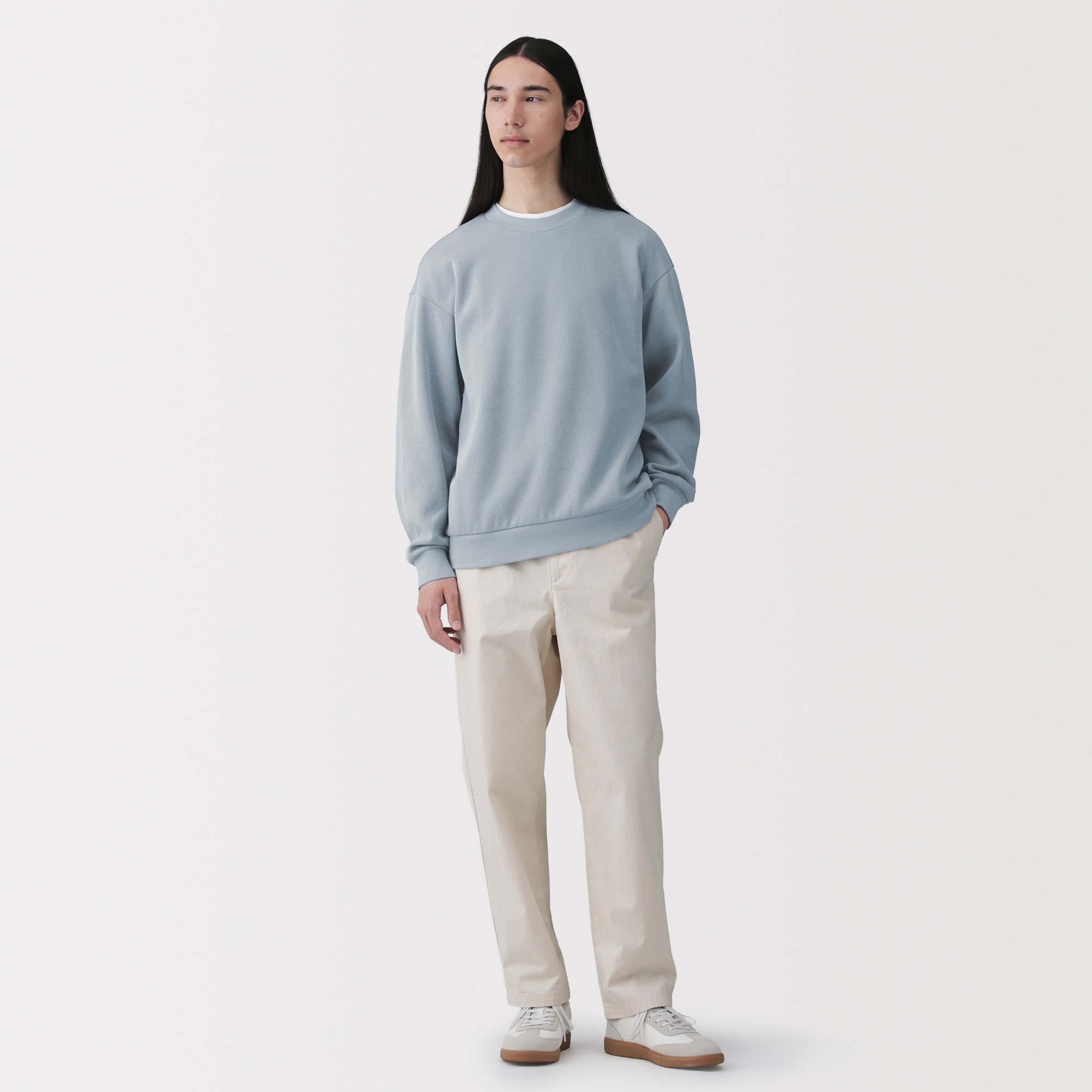 紳士　二重編みクルーネックプルオーバー