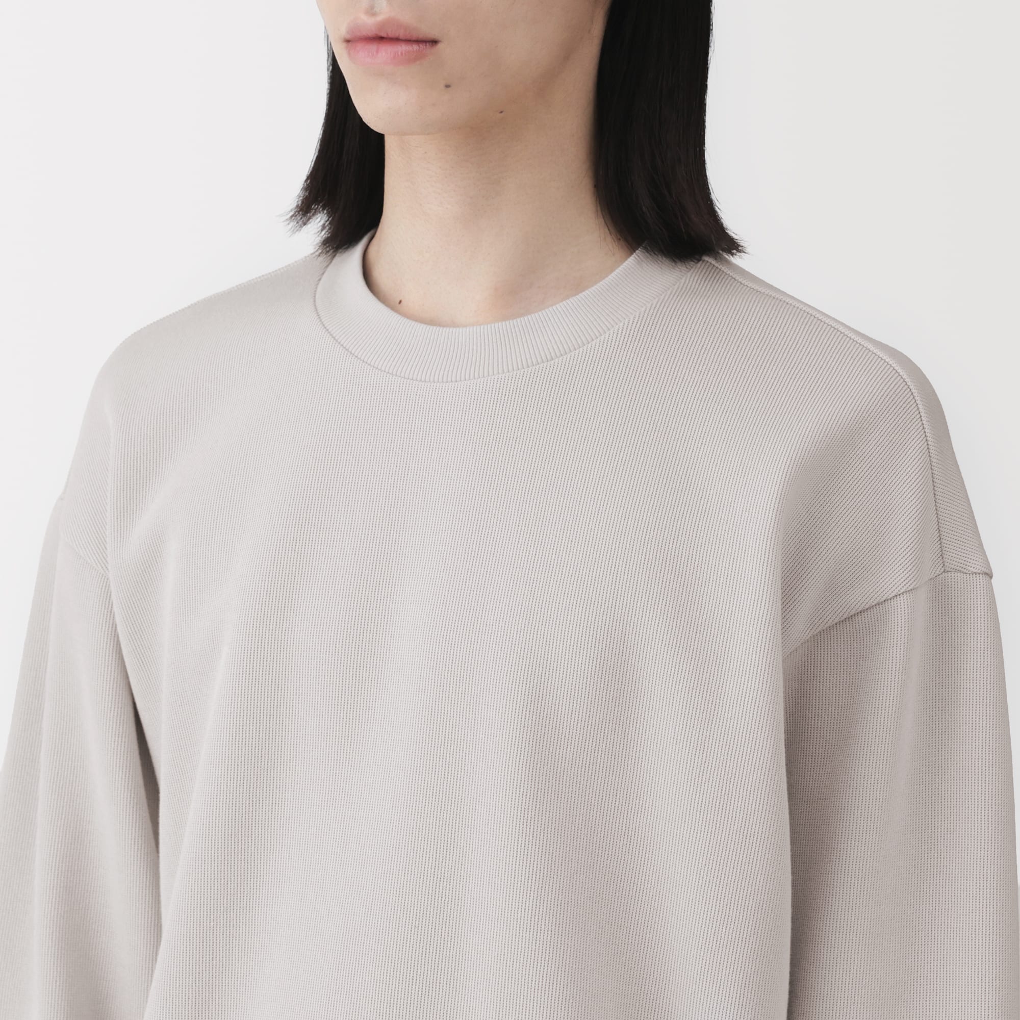 紳士　二重編みクルーネックプルオーバー