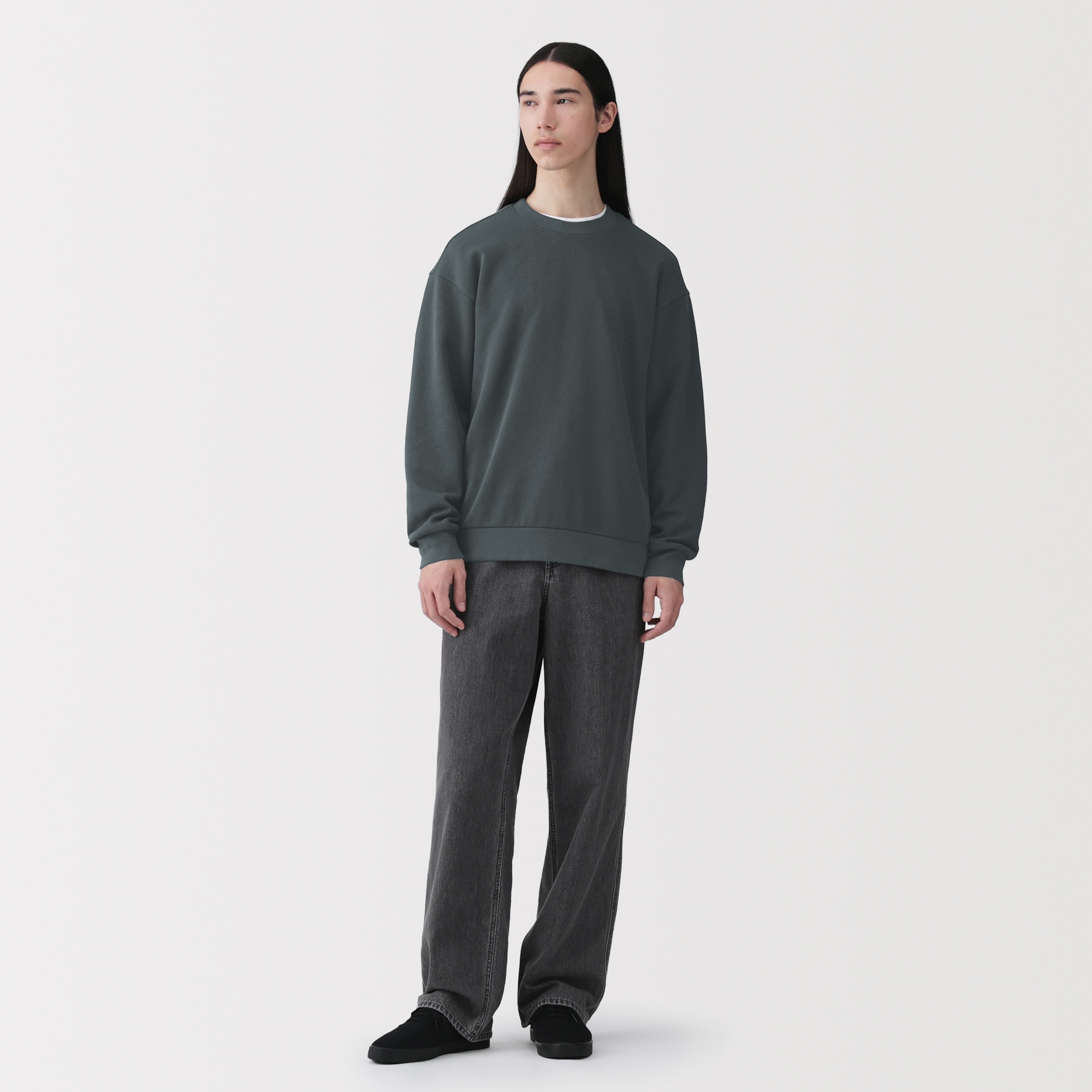 紳士　二重編みクルーネックプルオーバー