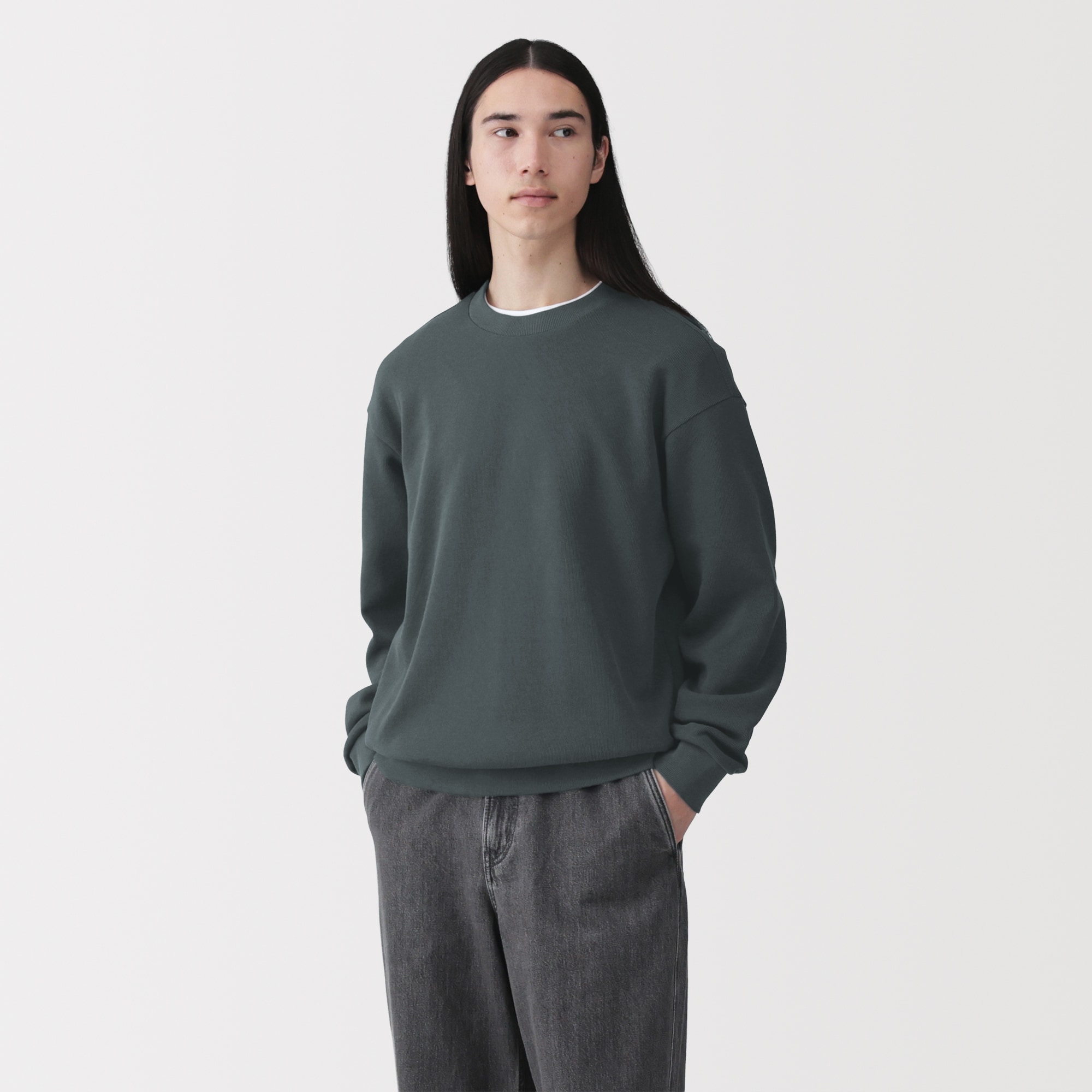 紳士 二重編みクルーネックプルオーバー | 無印良品