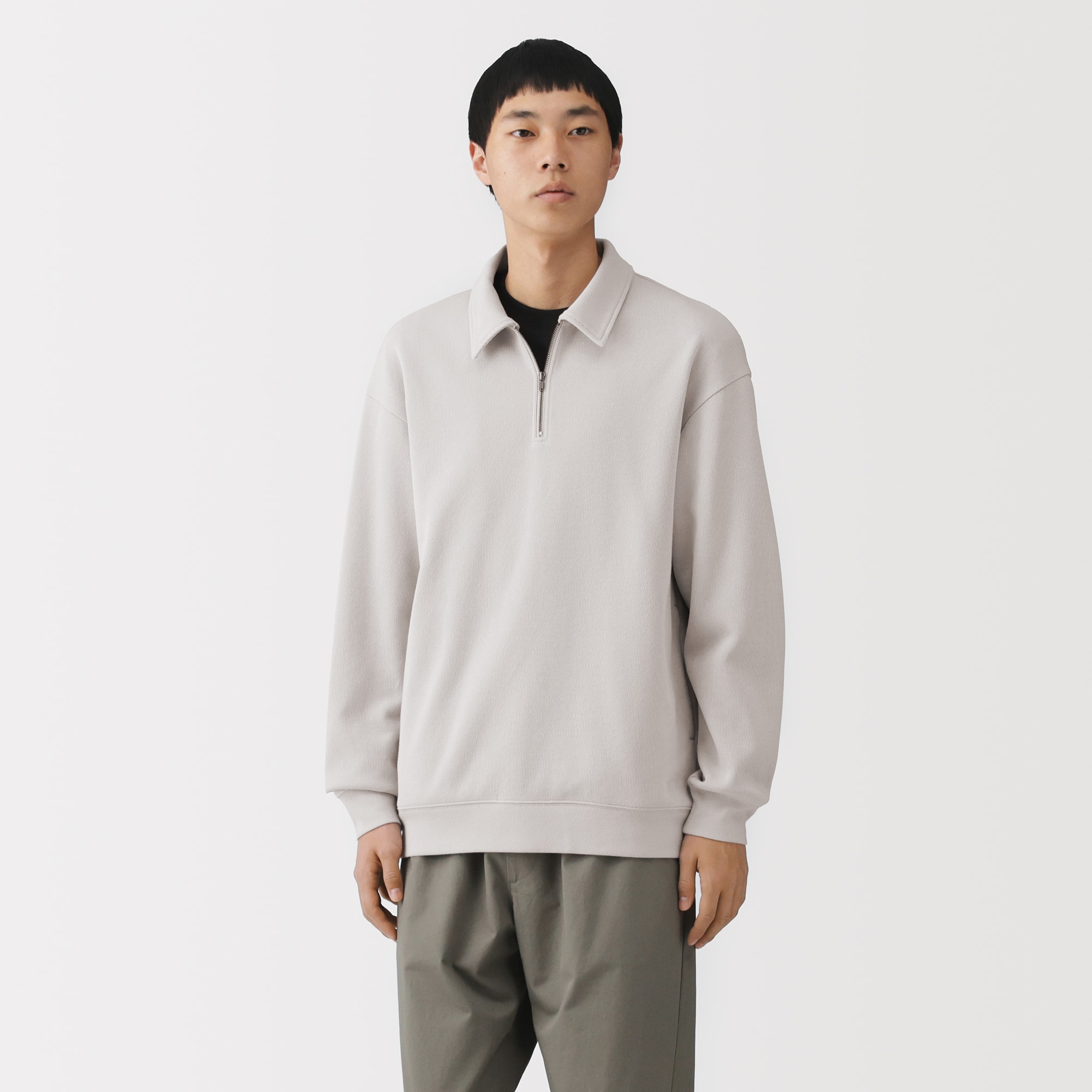 紳士 二重編み衿付きプルオーバー | 無印良品