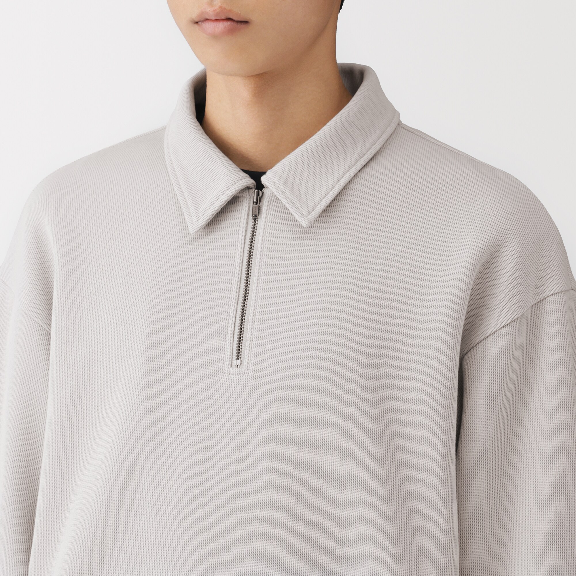 紳士　二重編み衿付きプルオーバー