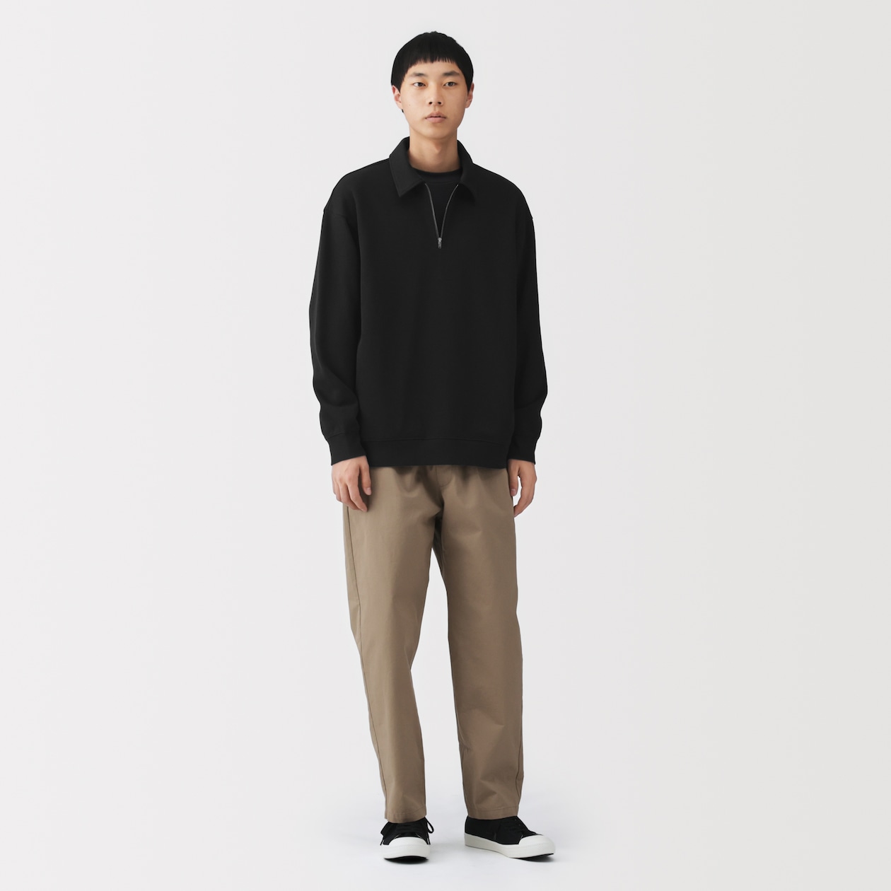 紳士　二重編み衿付きプルオーバー