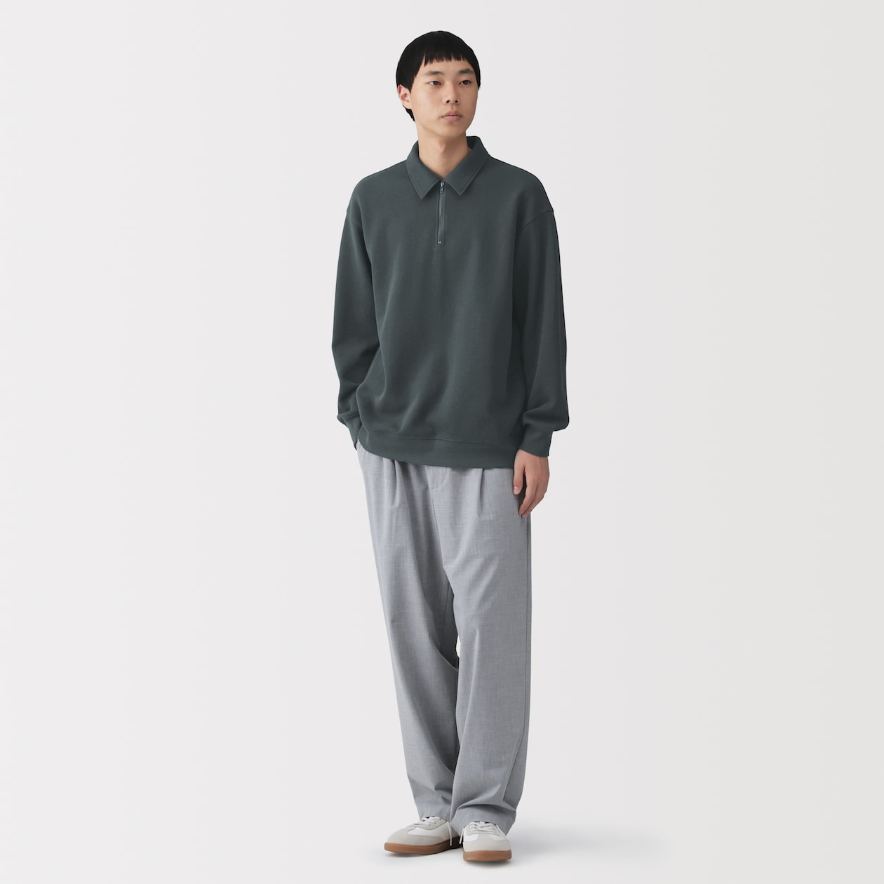 紳士　二重編み衿付きプルオーバー