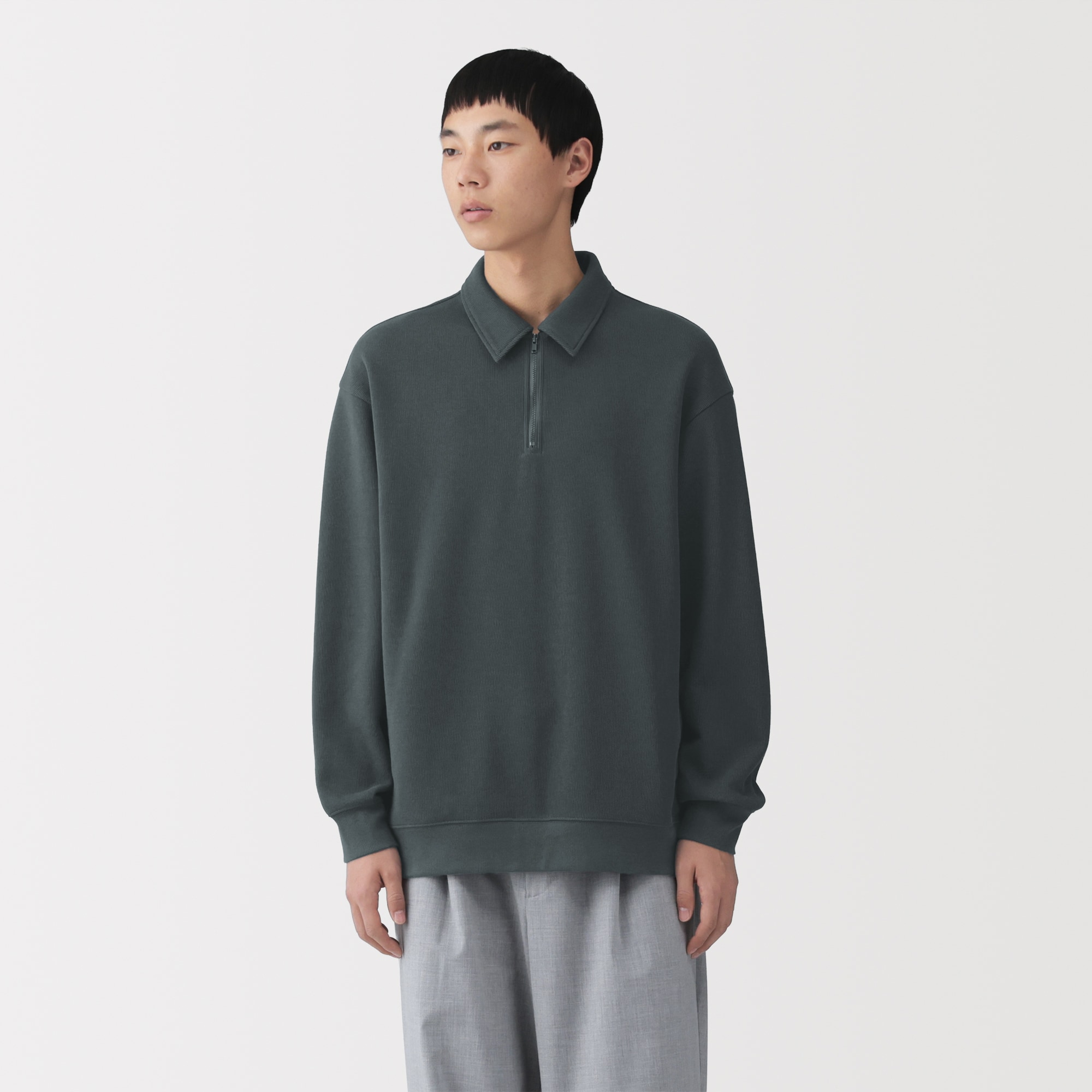 紳士 二重編み衿付きプルオーバー | 無印良品