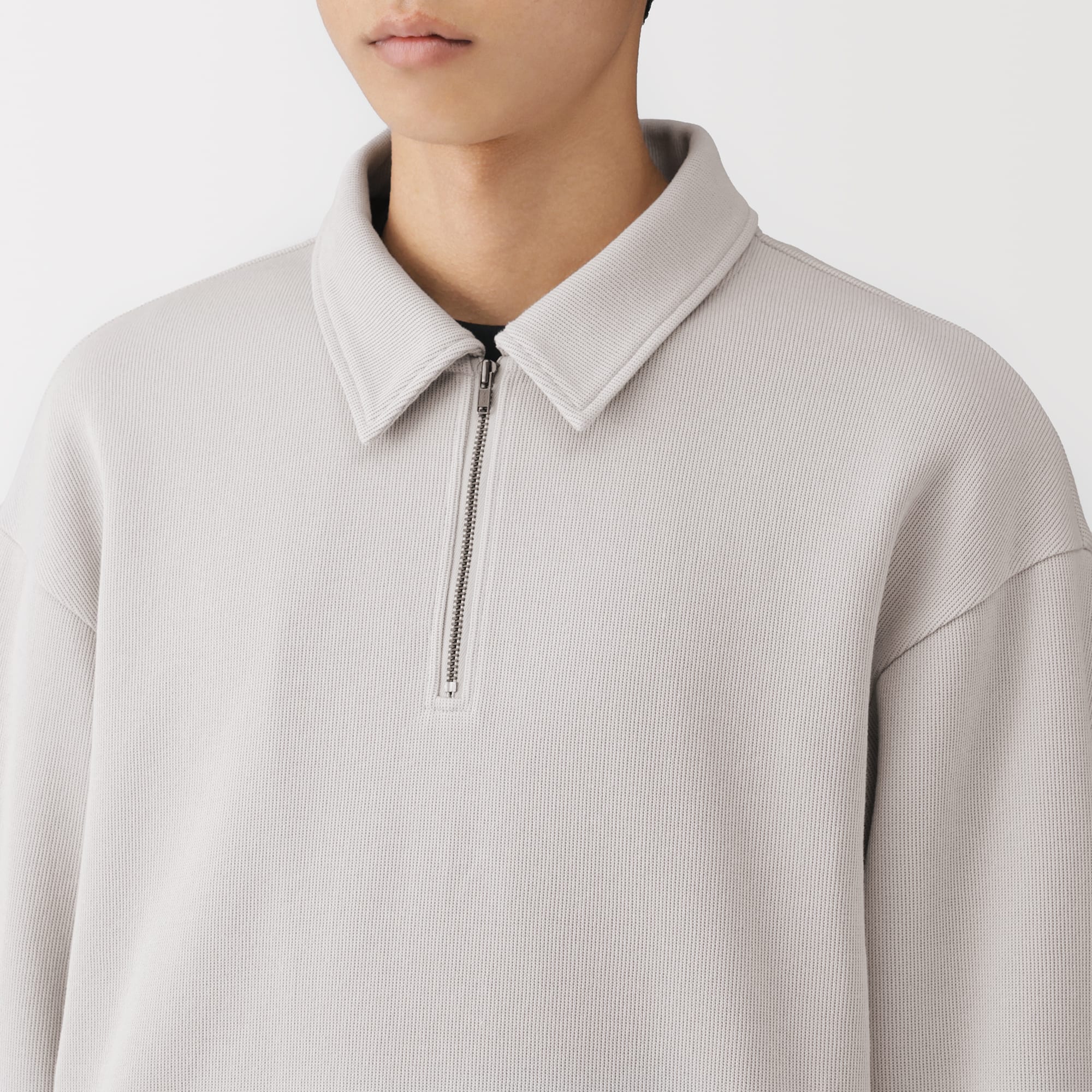 紳士　二重編み衿付きプルオーバー