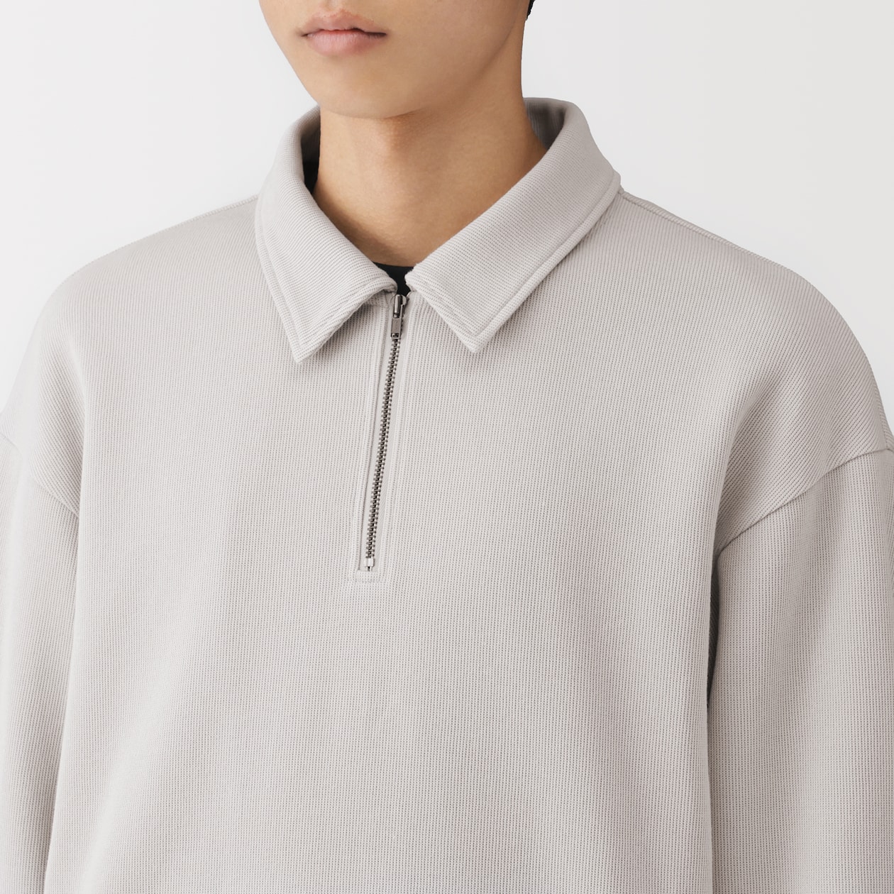 紳士　二重編み衿付きプルオーバー