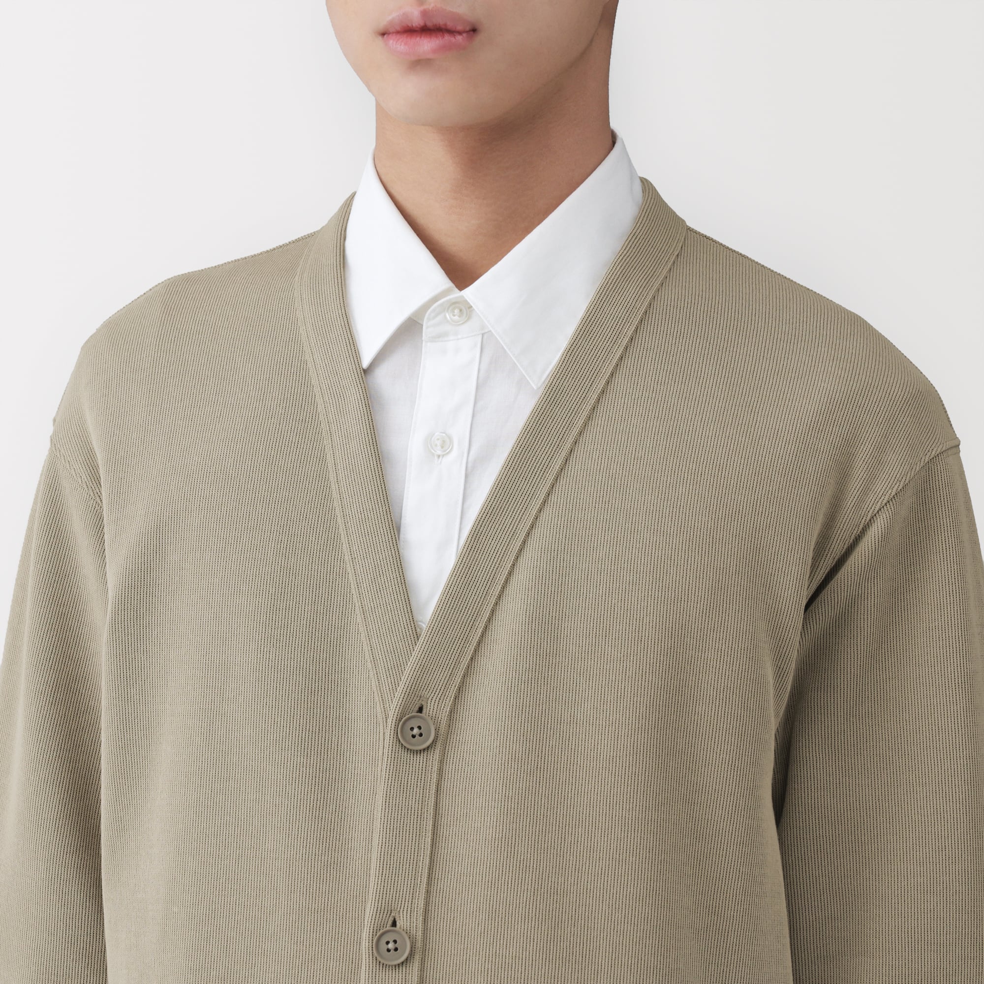 紳士　二重編みＶネックカーディガン