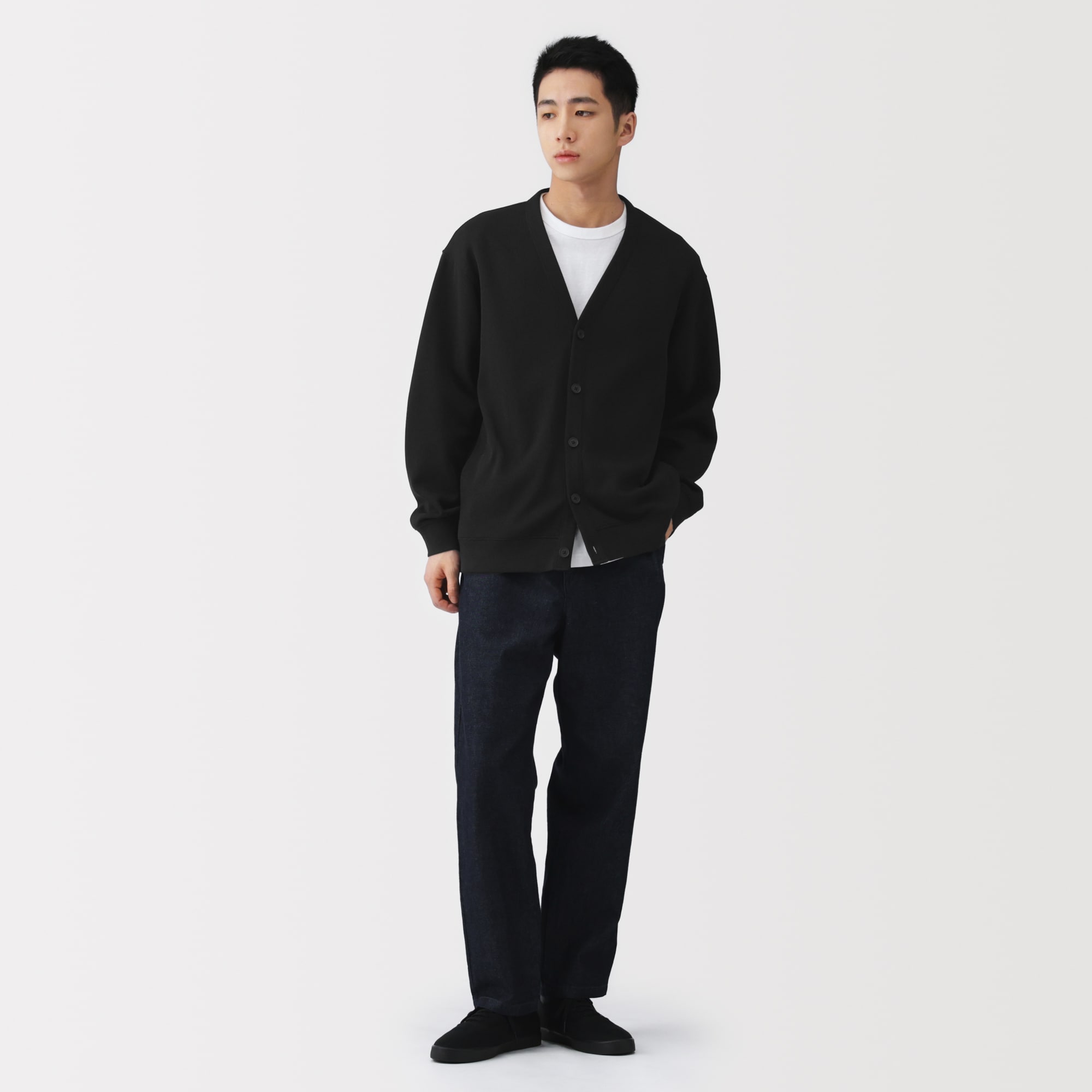 紳士　二重編みＶネックカーディガン