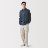 紳士　二重編みＶネックカーディガン