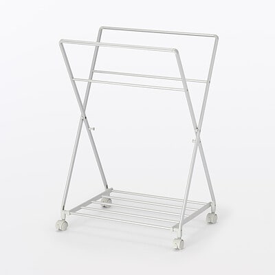 【６月上旬発売予定】アルミ　たためる軽量　ランドリーワゴン　約幅４６×奥行３２×高さ６３．５ｃｍ（設置時）