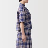 婦人　マドラスチェック　半袖シャツ