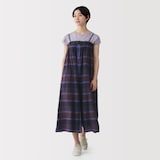 婦人　マドラスチェック　サロペット